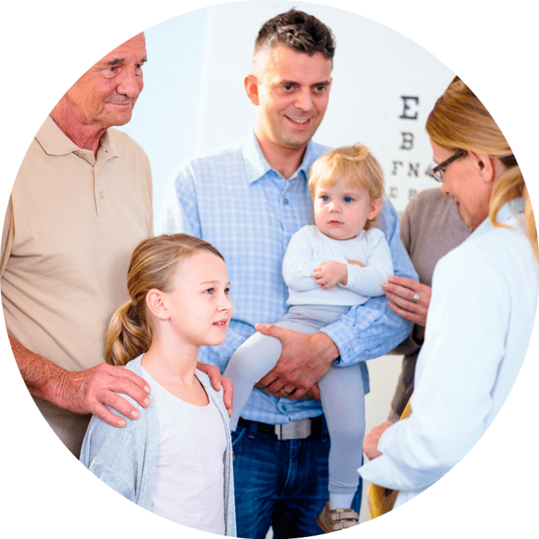 A family consulting a healthcare professional